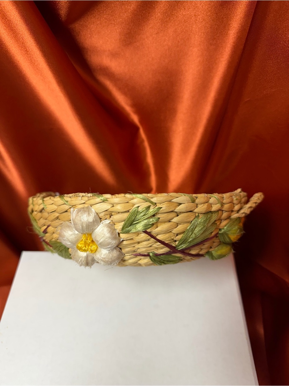 Handwoven Raffia Basket with Flowers